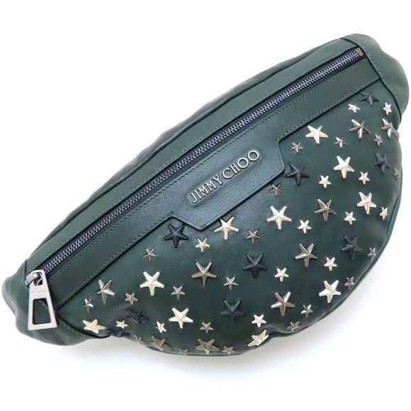JIMMY CHOO Studded Leather Body Bag in Dark Green, Women's, Men's, 352664 - Picture 1 of 10